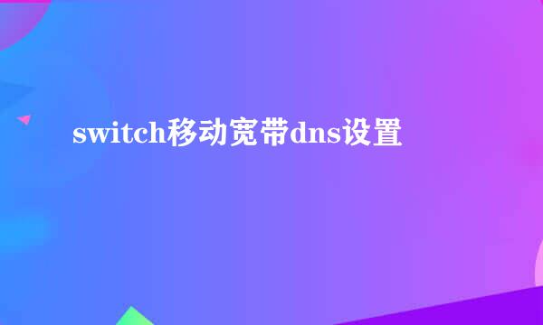 switch移动宽带dns设置