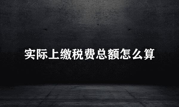 实际上缴税费总额怎么算