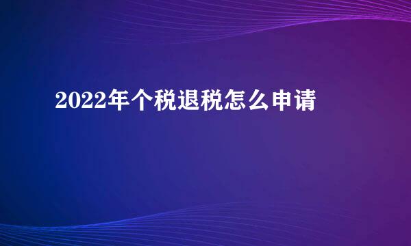 2022年个税退税怎么申请