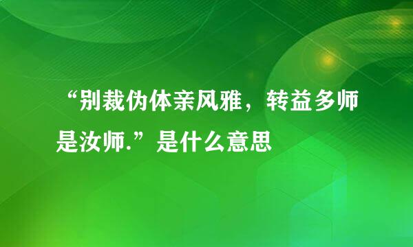 “别裁伪体亲风雅，转益多师是汝师.”是什么意思