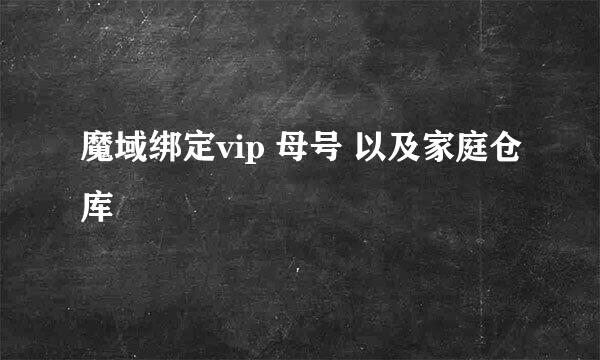 魔域绑定vip 母号 以及家庭仓库