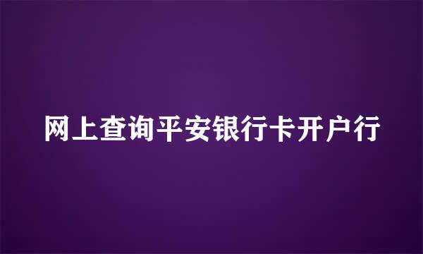 网上查询平安银行卡开户行