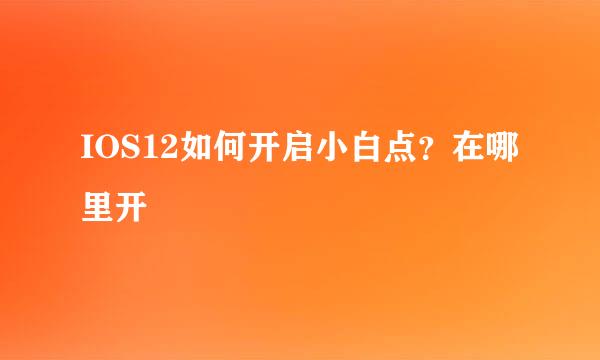 IOS12如何开启小白点？在哪里开