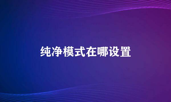 纯净模式在哪设置