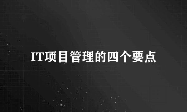 IT项目管理的四个要点