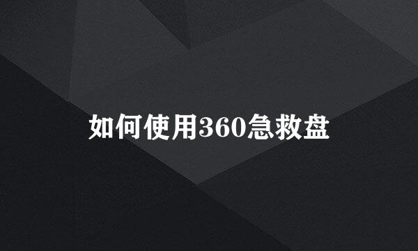 如何使用360急救盘