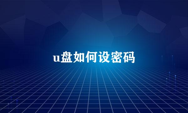 u盘如何设密码