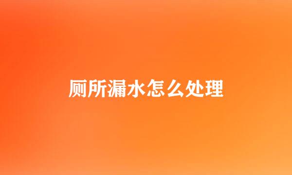 厕所漏水怎么处理