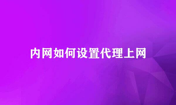 内网如何设置代理上网