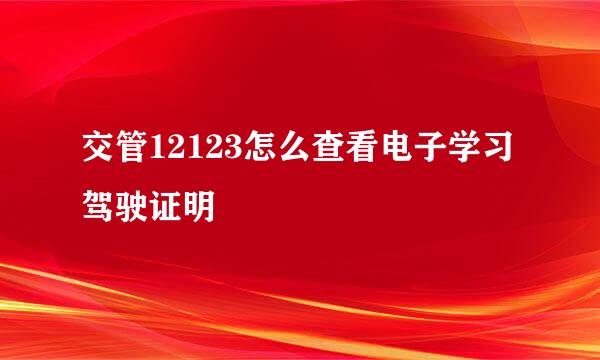 交管12123怎么查看电子学习驾驶证明