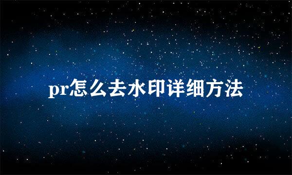 pr怎么去水印详细方法
