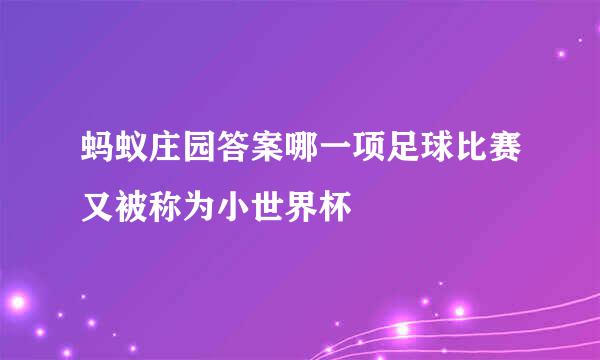 蚂蚁庄园答案哪一项足球比赛又被称为小世界杯