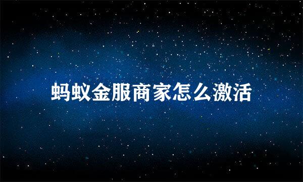 蚂蚁金服商家怎么激活