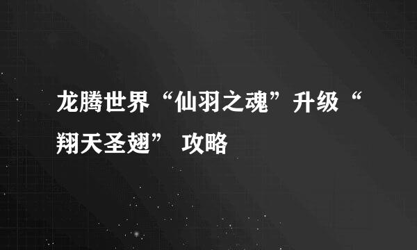 龙腾世界“仙羽之魂”升级“翔天圣翅” 攻略