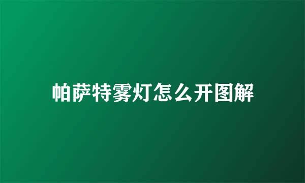 帕萨特雾灯怎么开图解