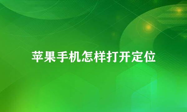 苹果手机怎样打开定位