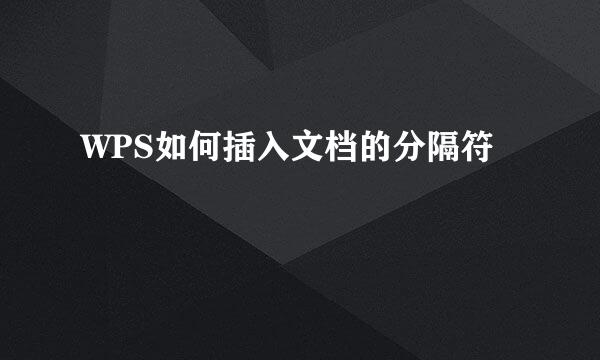 WPS如何插入文档的分隔符