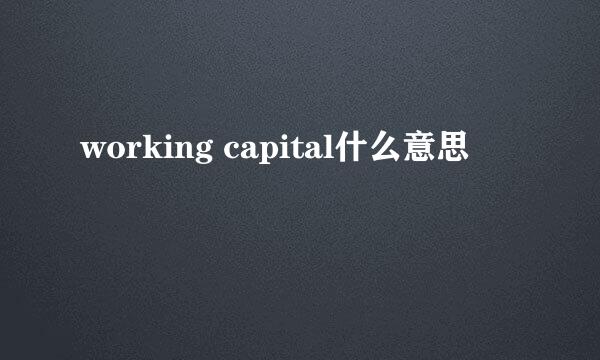 working capital什么意思