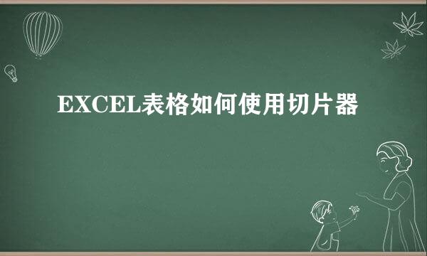 EXCEL表格如何使用切片器
