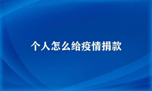 个人怎么给疫情捐款