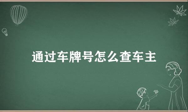 通过车牌号怎么查车主