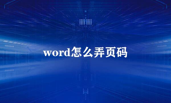 word怎么弄页码