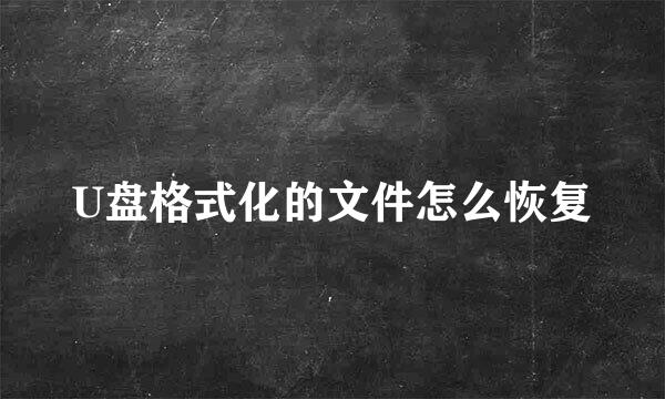 U盘格式化的文件怎么恢复
