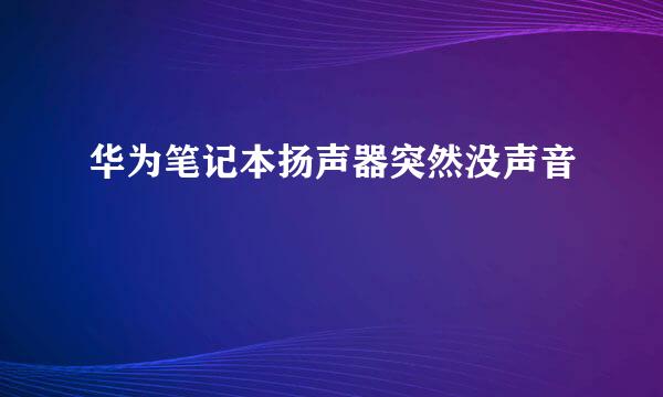 华为笔记本扬声器突然没声音
