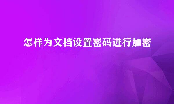 怎样为文档设置密码进行加密