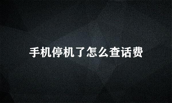 手机停机了怎么查话费