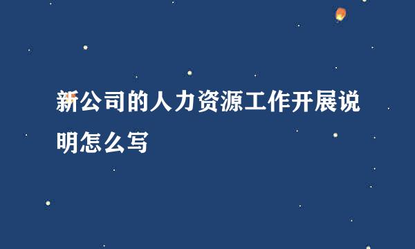 新公司的人力资源工作开展说明怎么写