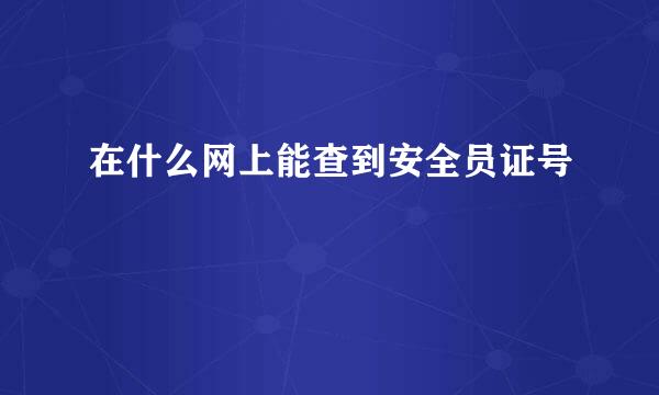 在什么网上能查到安全员证号