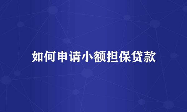 如何申请小额担保贷款