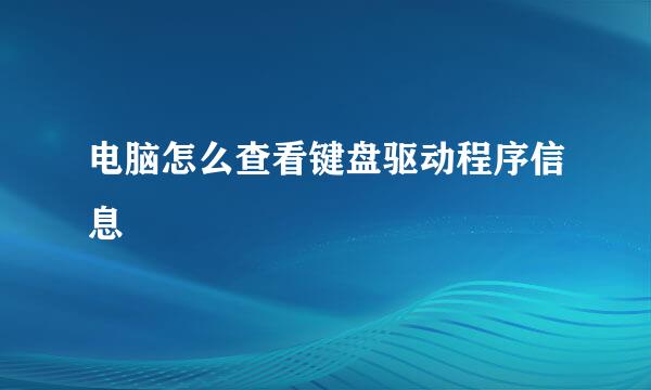 电脑怎么查看键盘驱动程序信息