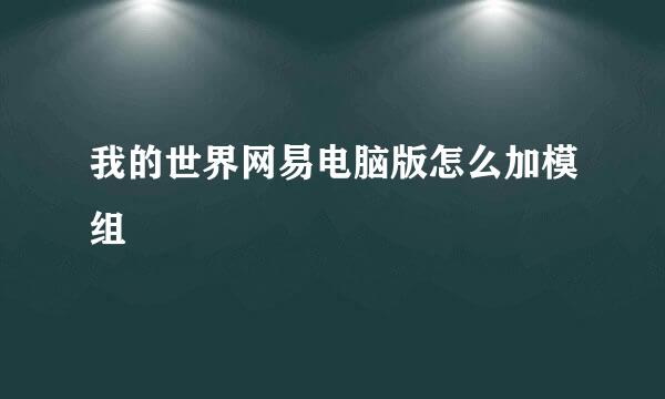 我的世界网易电脑版怎么加模组