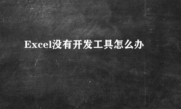 Excel没有开发工具怎么办