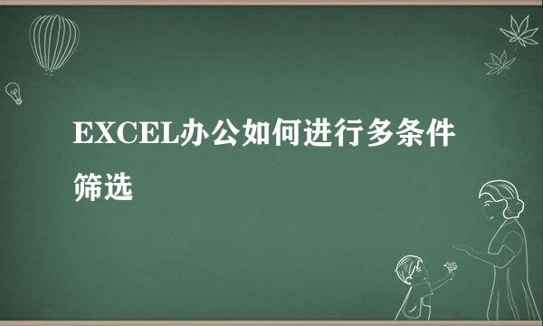 EXCEL办公如何进行多条件筛选