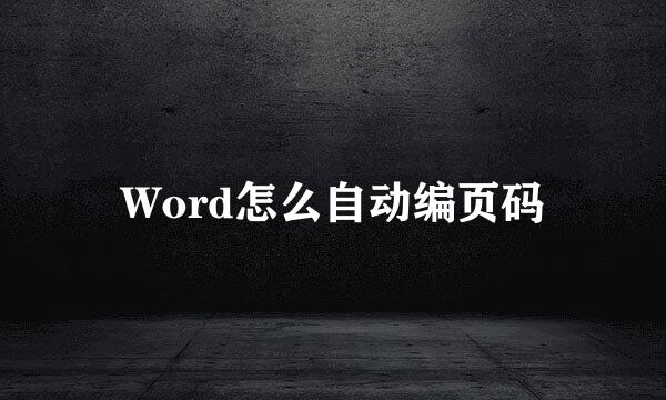 Word怎么自动编页码