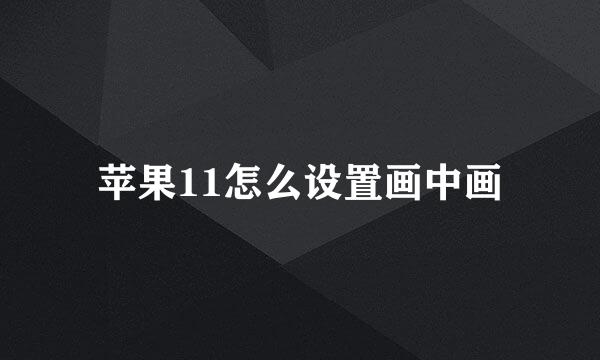 苹果11怎么设置画中画
