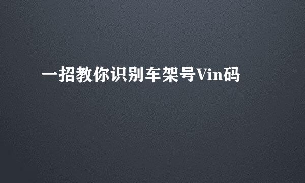 一招教你识别车架号Vin码