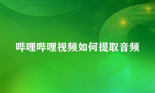哔哩哔哩视频如何提取音频