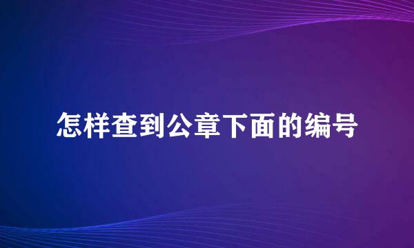 怎样查到公章下面的编号