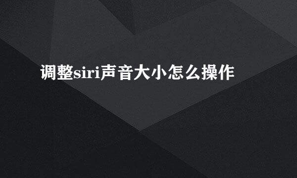 调整siri声音大小怎么操作