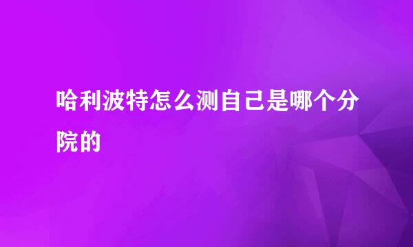 哈利波特怎么测自己是哪个分院的