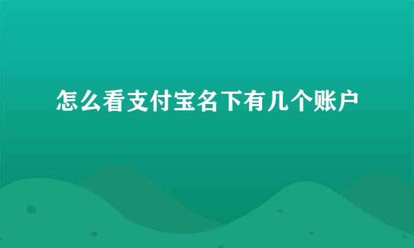 怎么看支付宝名下有几个账户