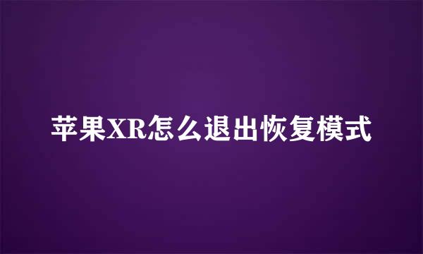 苹果XR怎么退出恢复模式