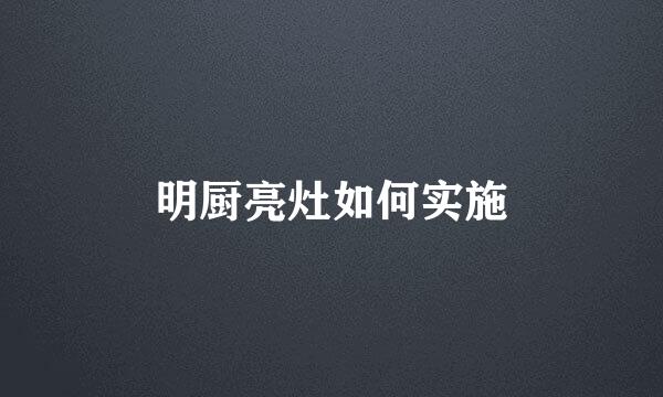 明厨亮灶如何实施