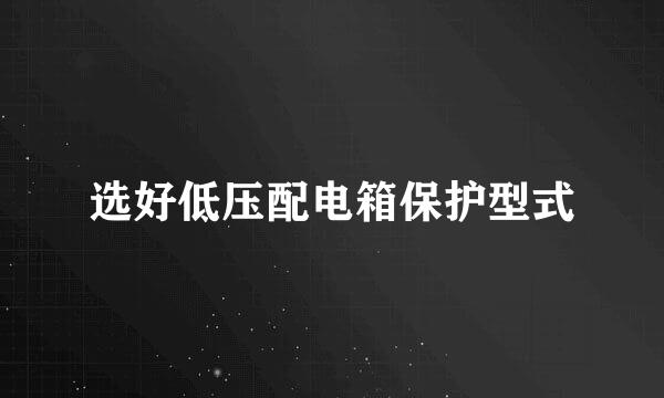 选好低压配电箱保护型式