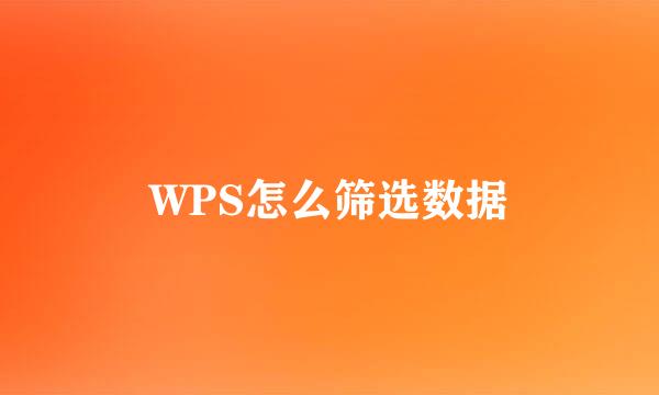 WPS怎么筛选数据