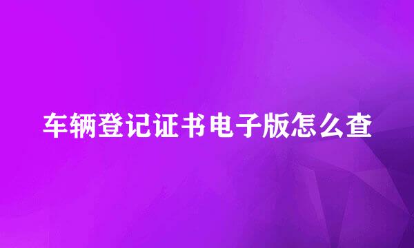 车辆登记证书电子版怎么查